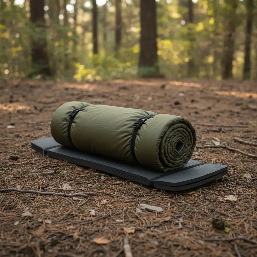 Rolled sleeping bag and mat